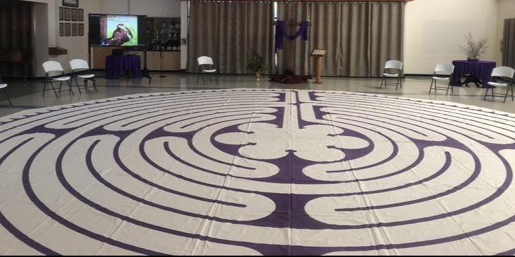 labyrinth at the Saint Anne Social Hall